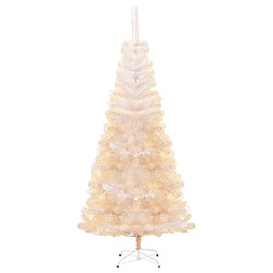 vidaXL Sapin de Noël artificiel pointes iridescentes Blanc 210 cm PVC