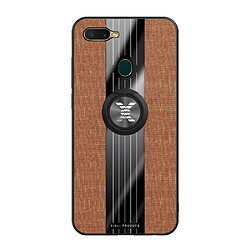 Wewoo Coque Souple Pour OPPO A7 XINLI Stitching Cloth Antichoc TPU Housse de protection avec support d'anneau Brown