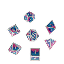 Acheter Jeu De Dés Polyédriques Multi-faces En Métal Pour Balances Dragon Dnd Pathfinder RPG Rose Bleu Clair Bleu