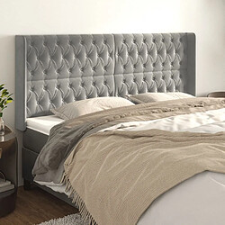 Maison Chic Tête de lit scandinave avec oreilles,meuble de chambre Gris clair 203x16x118/128 cm Velours -MN80752