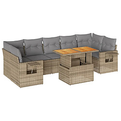 vidaXL Salon de jardin avec coussins 8 pcs beige résine tressée