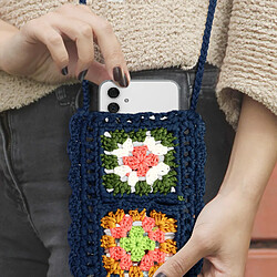 Avizar Sac Bandoulière pour Téléphone Tissé Creux Motifs Colorés Série WavePocket Bleu pas cher