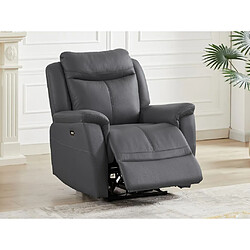 Vente-Unique Fauteuil relax électrique en cuir de vachette gris anthracite NOMAJO