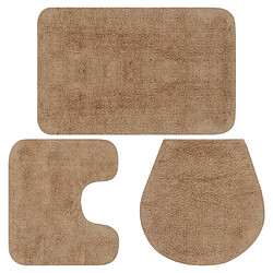 vidaXL Jeu de tapis de salle de bain 3 pcs Tissu Beige