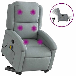 Maison Chic Fauteuil Relax pour salon, Fauteuil inclinable de massage électrique Gris clair Tissu -GKD32524