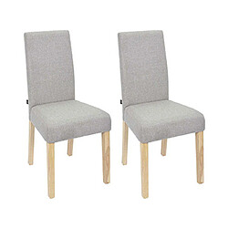 Mes Lot de 2 chaises 46x58x98 cm en tissu gris clair et naturel