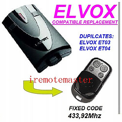 GUPBOO Télécommande Universelle de Rechange y ELVOX ET03,ET04 télécommande de porte de garage très