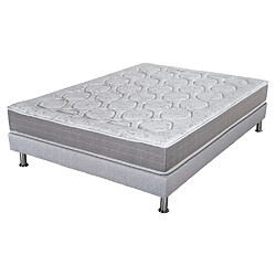 Ebac Matelas ressort + Sommier Gris clair 160x200 Remat - Hauteur 23 cm - Soutien ferme