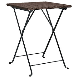 Maison Chic Table de bistro pliable et chaises d'extérieur 3 pcs,Ensemble de bistro de jardin pour relax Marron Résine tressée -GKD192808 pas cher