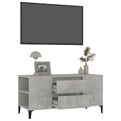 Maison Chic Meuble TV scandinave - Banc TV pour salon Gris béton 102x44,5x50 cm Bois d'ingénierie -MN98281 pas cher