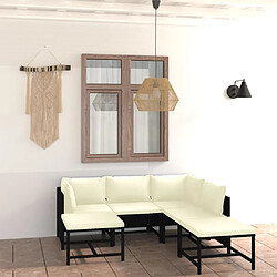 Maison Chic Salon de jardin 7 pcs + coussins - Mobilier/Meubles de jardin - Table et chaises d'extérieur Résine tressée Noir -MN52686