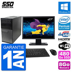 PC Tour Dell 390 MT Ecran 27" Intel G630 RAM 8Go SSD 480Go HDMI Windows 10 Wifi - Occasion