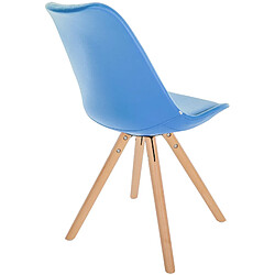 Decoshop26 Chaise de salle à manger x1 style scandinave assise en PVC bleu clair et pieds ronds en bois clair 10_0001436 pas cher