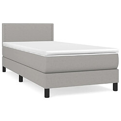 vidaXL Sommier à lattes de lit avec matelas Gris clair 100x200cm Tissu