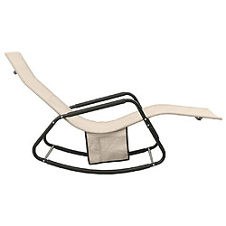 Avis Helloshop26 Transat chaise longue bain de soleil lit de jardin terrasse meuble d'extérieur acier et textilène crème 02_0012242