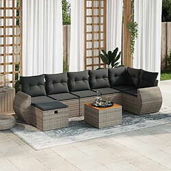 vidaXL Salon de jardin 8 pcs avec coussins gris résine tressée