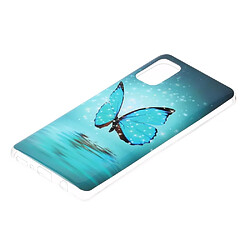 Coque en TPU noctilucent imd papillon bleu pour votre Samsung Galaxy A41 (Global Version)