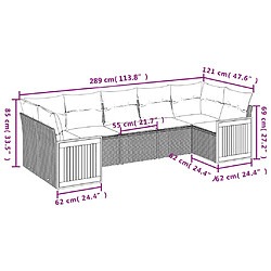 Acheter vidaXL Salon de jardin avec coussins 7 pcs beige résine tressée