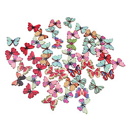 Acheter 150Pcs forme de papillon dessin coloré boutons en bois pour la couture artisanat bricolage