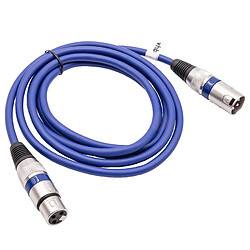 vhbw Câble lumière DMX, 2m, prise XLR mâle et femelle, 3 broches, câble PVC, bleu compatible avec éclairage scénique, projecteurs ...