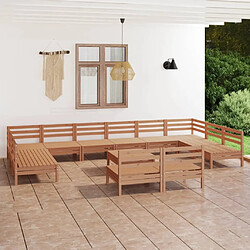 Maison Chic Salon de jardin 13 pcs - Table et chaises d'extérieur - Mobilier/Meubles de jardin Moderne Marron miel Bois de pin massif -MN93710