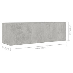 Maison Chic Meubles TV 3 pcs | Banc TV Moderne pour salon | Meuble de Rangement Gris béton Aggloméré -MN94863 pas cher