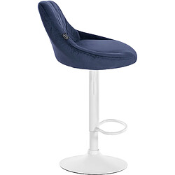 Avis Decoshop26 Tabouret de bar en velours bleu coutures décoratives pivotant support métal blanc TDB10658