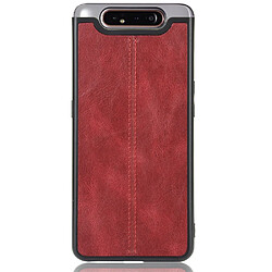 Wewoo Coque Pour Galaxy A80 / A90 antichoc couture peau de vache motif PC + PU + TPU rouge