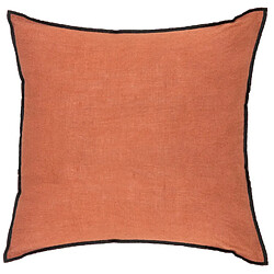 Pegane Lot de 4 coussin décoratif déhoussable en lin et coton rose terracotta - Longueur 45 x Profondeur 12 x Hauteur 45 cm