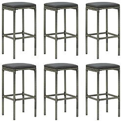 Avis Maison Chic Ensemble de bar de jardin 7 pcs et coussins,Table + chaises + coussins de jardin Résine tressée Gris -GKD371259