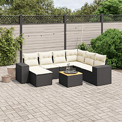 vidaXL Salon de jardin 8 pcs avec coussins noir résine tressée