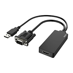 HAMA Adaptateur vidéo, fiche VGA + USB - fiche femelle HDMI, Full-HD 1080p