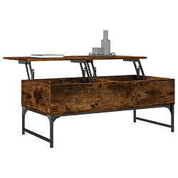 Acheter Maison Chic Table basse pour salon | Table à café chêne fumé 100x50x40 cm bois d'ingénierie et métal -GKD78738