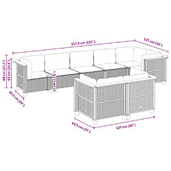 vidaXL Salon de jardin avec coussins 8 pcs beige résine tressée pas cher