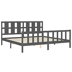 Maison Chic Lit adulte - Cadre Structure de lit avec tête de lit Contemporain gris 200x200 cm bois massif -MN67303 pas cher