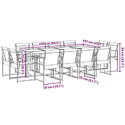 vidaXL Ensemble à manger de jardin 13 pcs noir textilène pas cher