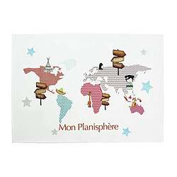 Thedecofactory PLANISPHERE - Tapis enfant extra-doux imprimé planisphère 60x90