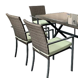 Avis Table à Manger de Jardin Chillvert Varenna Acier Rotin Synthétique 160x90x73 cm Gris Verre