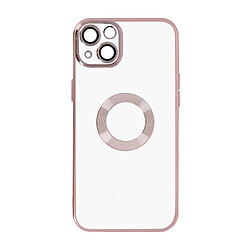 Avizar Coque iPhone 13 Souple Bloc Caméra Couvert Transparent Contour Rose Gold Chromé