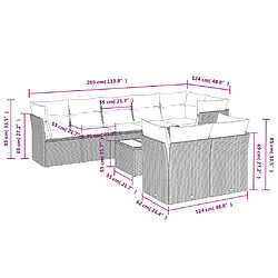 Avis Maison Chic Salon de jardin 9 pcs avec coussins | Ensemble de Table et chaises | Mobilier d'Extérieur gris résine tressée -GKD16754