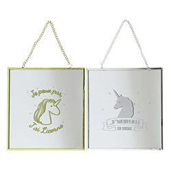 The Home Deco Factory Miroir carré avec chainette licorne (Lot de 2).