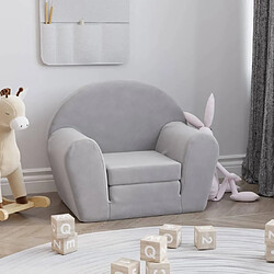 vidaXL Canapé-lit pour enfants gris clair peluche douce