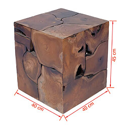 vidaXL Tabourets/Table basse teck massif pas cher