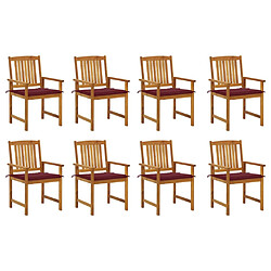 vidaXL Chaises de jardin avec coussins lot de 8 Bois d'acacia solide