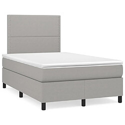 Maison Chic Lit adulte- Lit + matelas + LED,Sommier à lattes de lit matelas LED gris clair 120x190 cm tissu -GKD78338