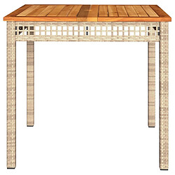 Maison Chic Table de jardin | Table d'extérieur beige 80x80x75 cm résine tressée et bois acacia -GKD44764 pas cher