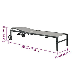 vidaXL Chaises longues lot de 2 avec table Textilène et acier pas cher