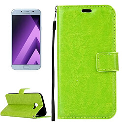 Wewoo Housse Étui vert pour Samsung Galaxy A5 2017 / A520 Crazy Horse Texture Horizontal Flip PU en cuir avec support & Slots de cartes Portefeuille & Cadre photo et ampère Lanière & Boucle magnétique