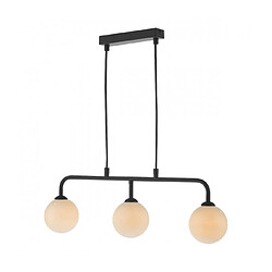 Luminaire Center Suspension Feya Noir mat,Verre opal 3 ampoules 18,5cm