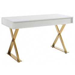 Bureau avec 2 tiroirs - MDF laqué et métal - Blanc et doré - PLEISA de Pascal Morabito